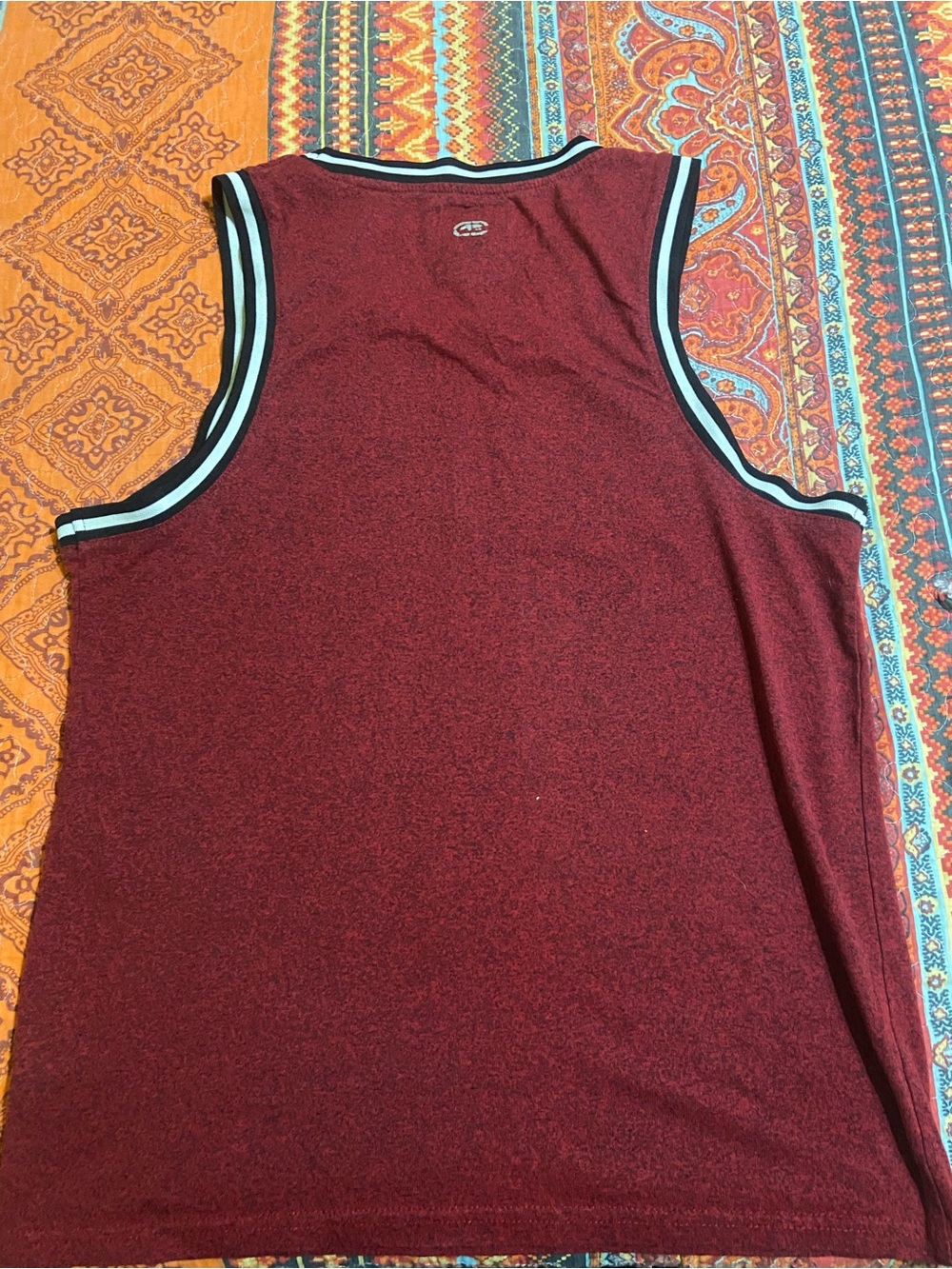 MENS Maroon Athletic Tank Top with Contrast Trim